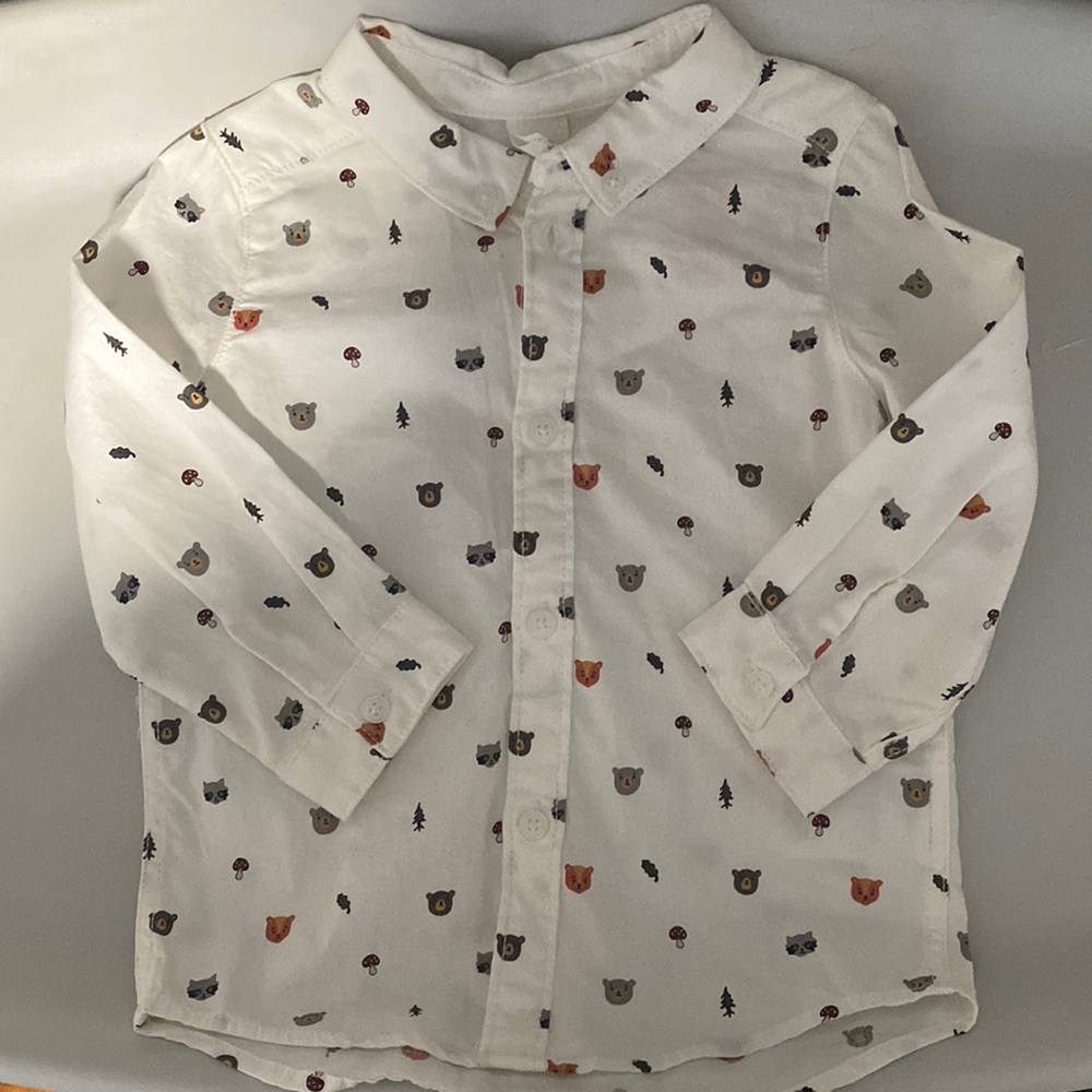 Bear Pattern Baby Button Down